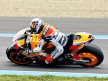 Lorenzo and Pedrosa riding head to head during the race in Jerez