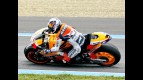 Lorenzo and Pedrosa riding head to head during the race in Jerez