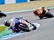 Lorenzo riding ahead of Pedrosa in Jerez