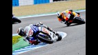 Lorenzo riding ahead of Pedrosa in Jerez