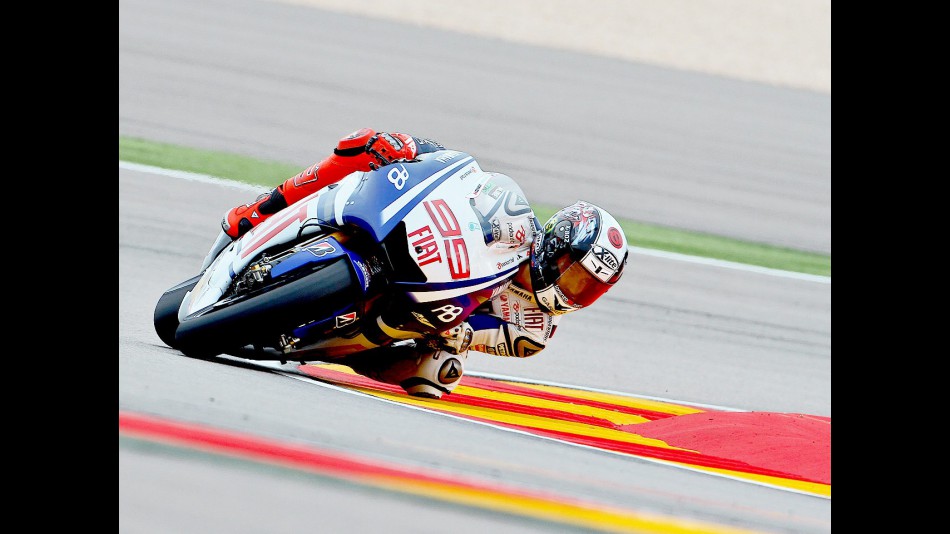 Jorge Lorenzo in action at Motorland Aragón