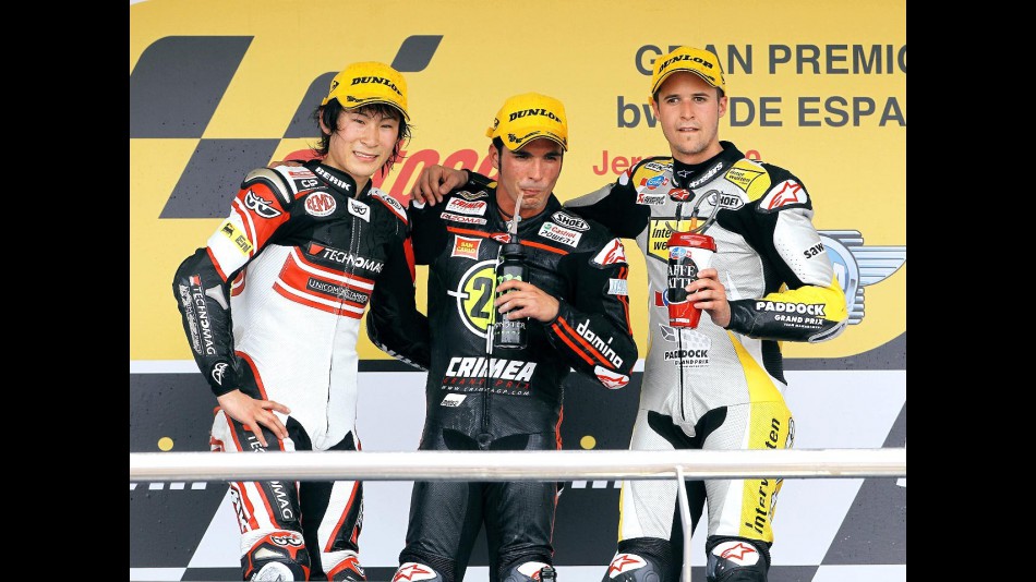 Tomizawa, Elias and Luthi on the podium in Jerez