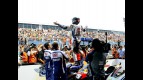 Jorge Lorenzo celebrates with fans GP win in Jerez
