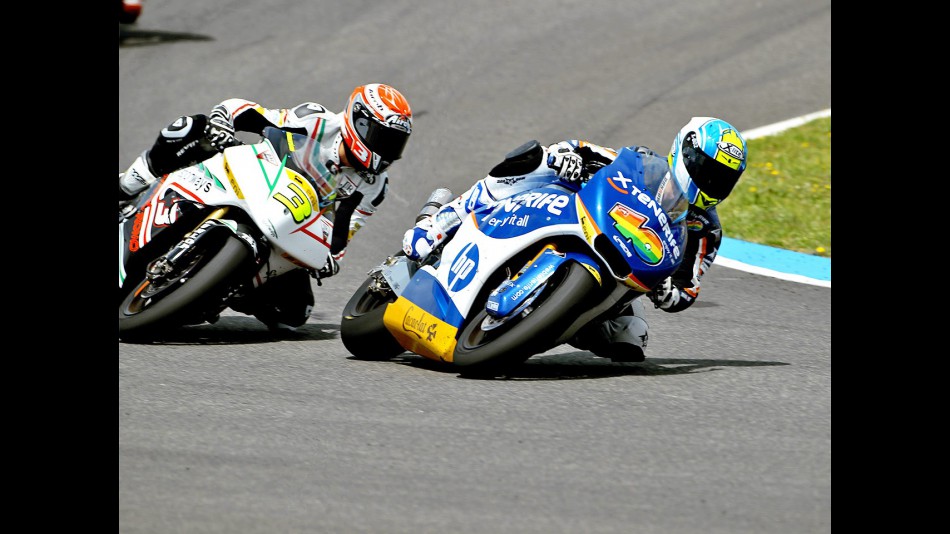 Sergio Gadea riding ahead of Simone Corsi in Jerez