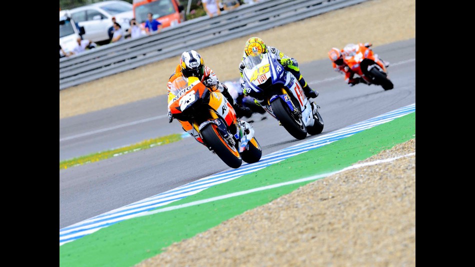 MotoGP group in action in Jerez