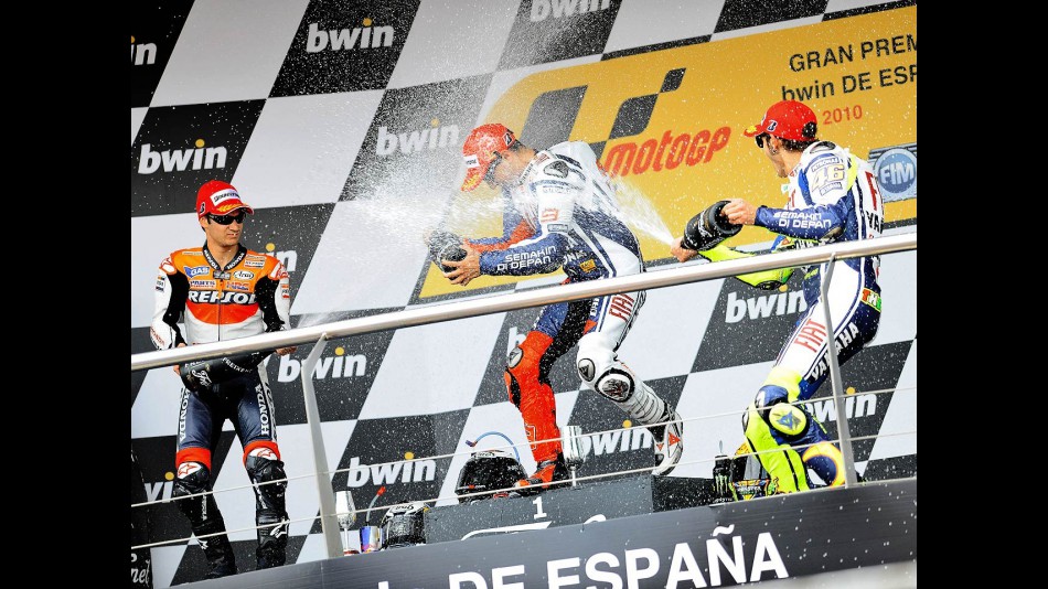 Pedrosa, Lorenzo and Rossi on the podium in Jerez