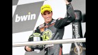 Toni Elias on the podium in Jerez