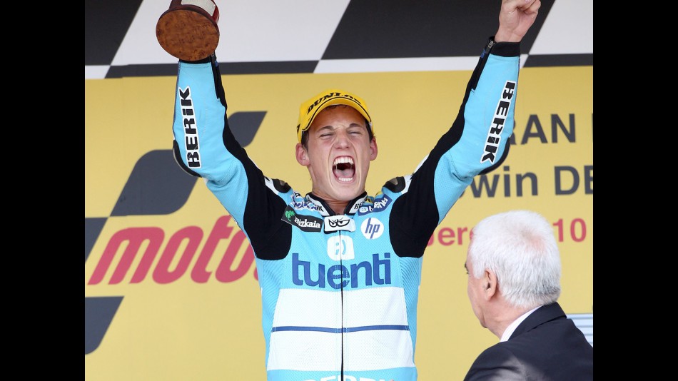 Pol Espargaró on the podium in Jerez