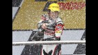 Shoya Tomizawa on the podium in Jerez