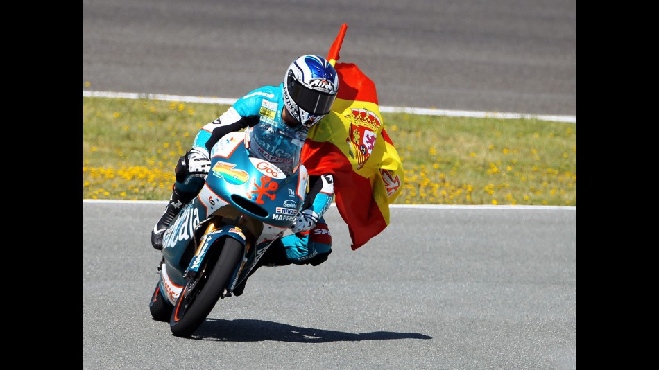 Nico Terol celebrates GP win in Jerez