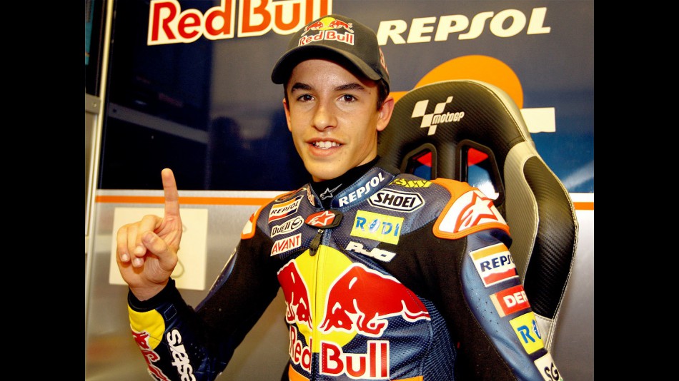 Marc Marquez in the Red Bull Ajo Motosport garage