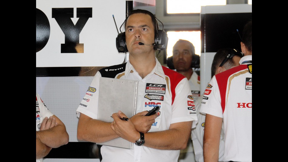 De Puniet Team Chief Christophe Bourguignon in the LCR Honda MotoGP garage 