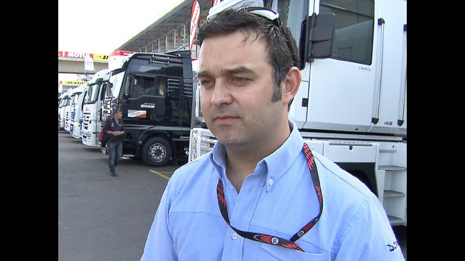 motogp.com commentator Gavin Emmett at the Paddock in Le Mans