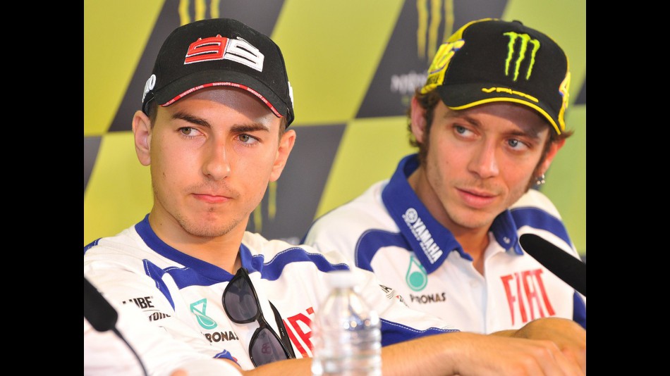 Lorenzo and Pedrosa at the press conference after the QP in Le Mans
