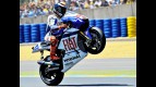 Jorge Lorenzo pulls off a wheelie in Le Mans