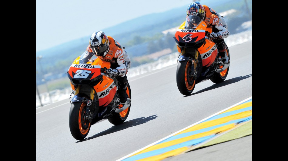Pedrosa and Dovizioso action in Le Mans