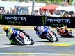 Rossi, Lorenzo and Pedrosa action shot in Le Mans
