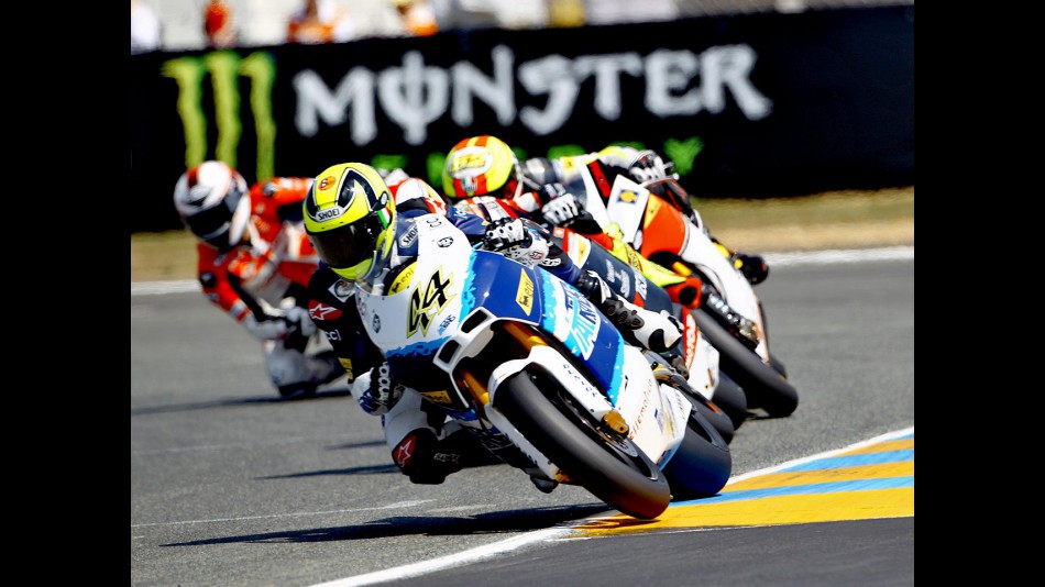 Moto2 group in action in Le Mans