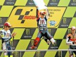 Jorge Lorenzo celebrates GP win on the podium in Le Mans