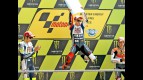 Jorge Lorenzo celebrates GP win on the podium in Le Mans