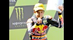 Marc Marquez on the podium in Le Mans