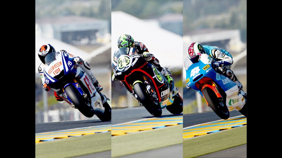 Spanis riders Espargaró, Elias and Lorenzo