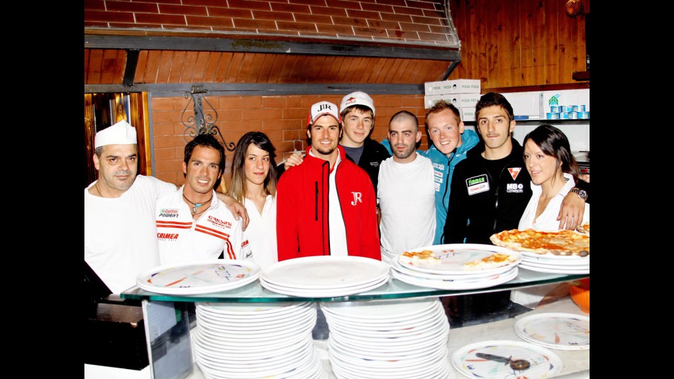 MotoGP riders learn to make a pizza at the preevent in Mugello