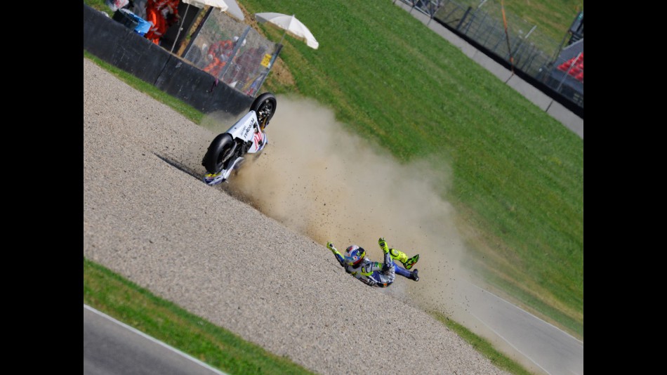 Rossi crashes during FP2 in Mugello