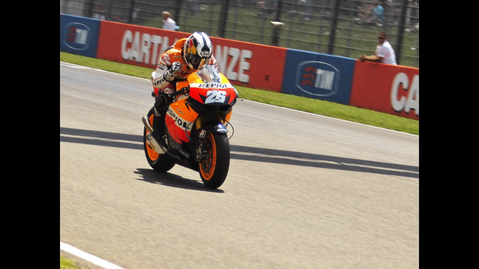 Dani Pedrosa finishing the MotoGP race in Mugello
