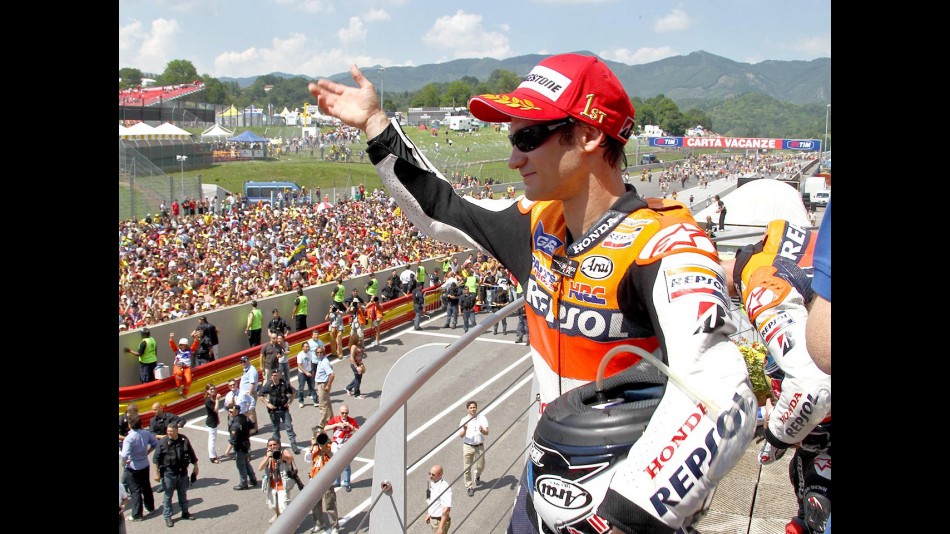 Dani Pedrosa on the podium in Mugello