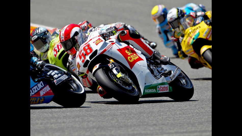 Marco Simoncelli in action in Mugello