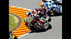 Toni Elias riding ahead of Moto2 group in Mugello