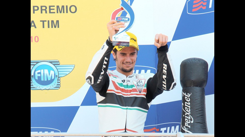 Simone Corsi on the podium in Mugello