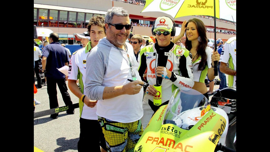 Product designer Phillip Starck and Aleix Espargaró at the grid in Mugello