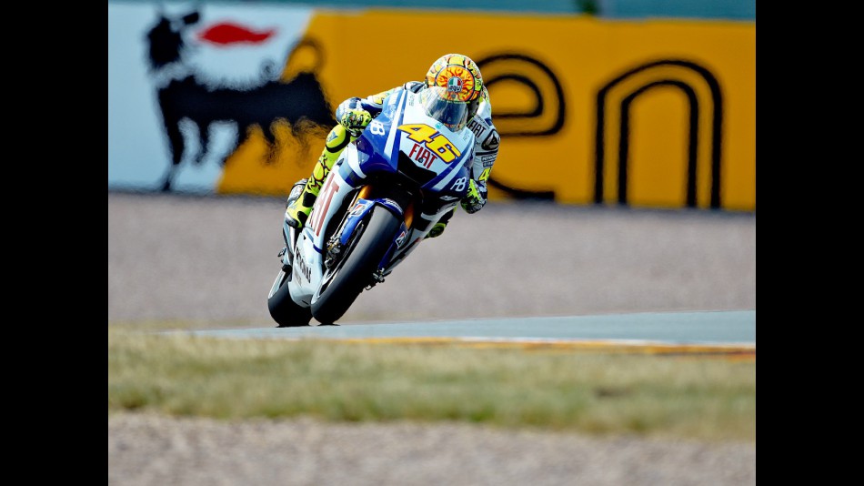 Valentino Rossi in action in Sachsenring
