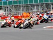 Jules Cluzel riding ahead of Moto2 group during the race at Silverstone