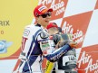 Jorge Lorenzo on the podium at Silverstone