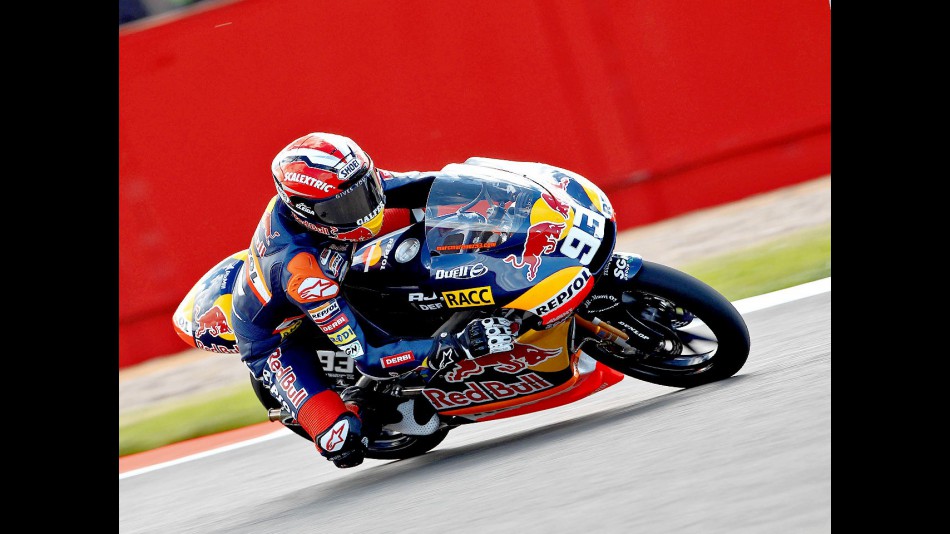 Marc Marquez ina ction at Silverstone