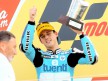 Pol Espargaró on the podium at Silverstone