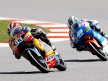 Marquez riding ahead of Espargaró during the 125cc race at Silverstone