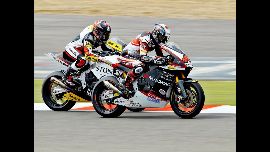 Tomizawa and Corti in action at Silverstone