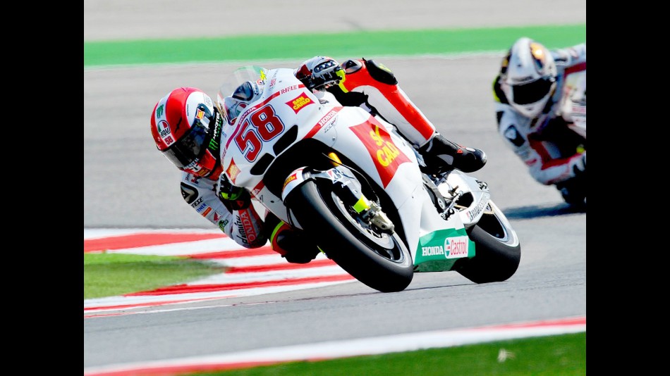 Marco Simoncelli in action at Misano