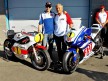 Jorge Lorenzo and Giacomo Agostini with their Yamaha bikes