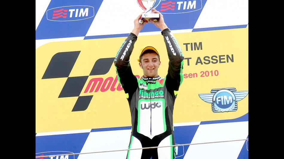 Andrea Iannone on the podium in Assen
