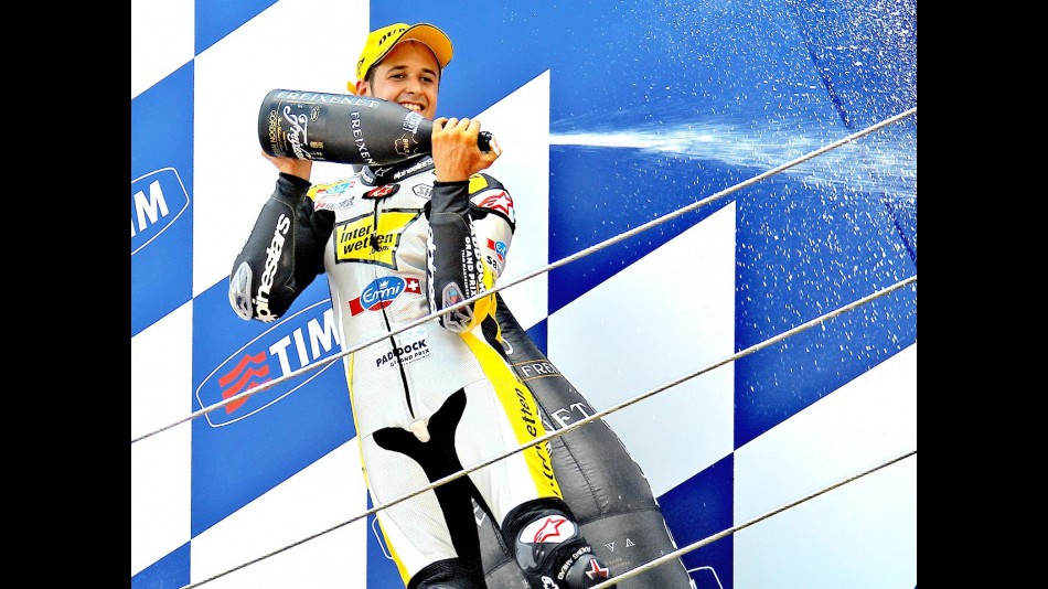 Thomas Luthi on the podium in Assen