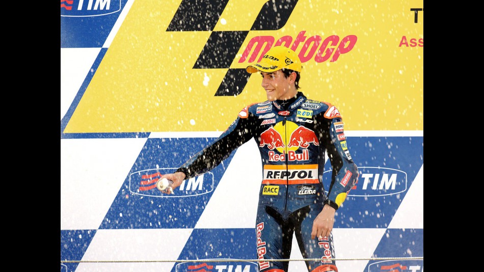 Marc Marquez on the podium in Assen