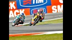 Marquez riding ahead of Terol during the race at Assen