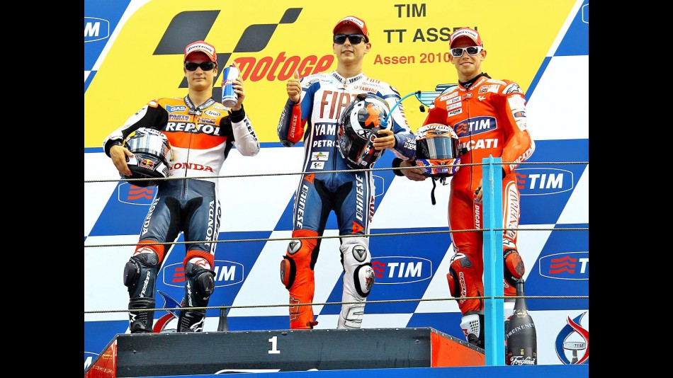 Pedrosa, Lorenzo and Stoner in the podium in Assen