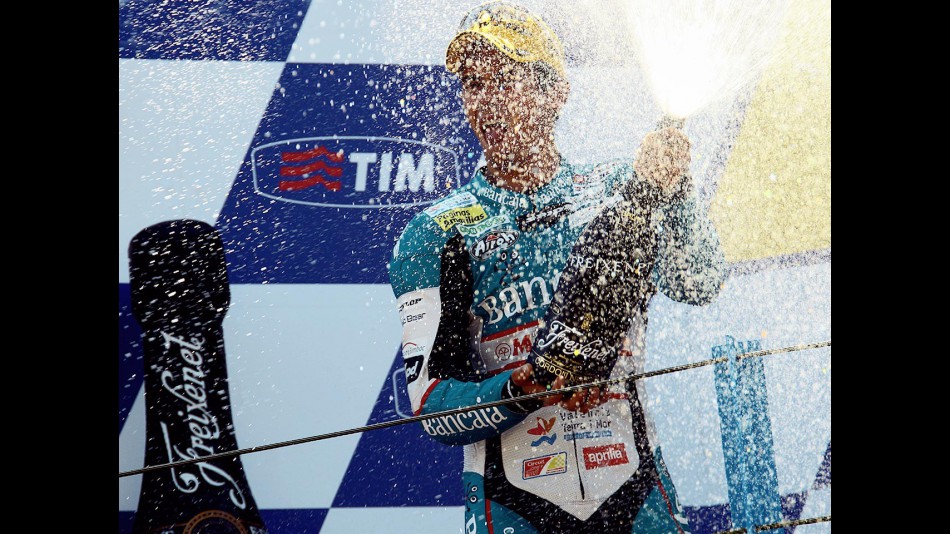 Nico Terol on the podium in Assen