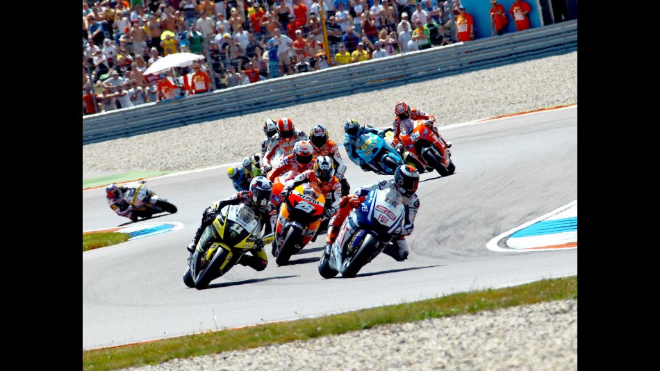 MotoGP group in action in Assen